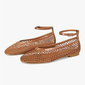 Elegant Tan Mesh Women's Flats